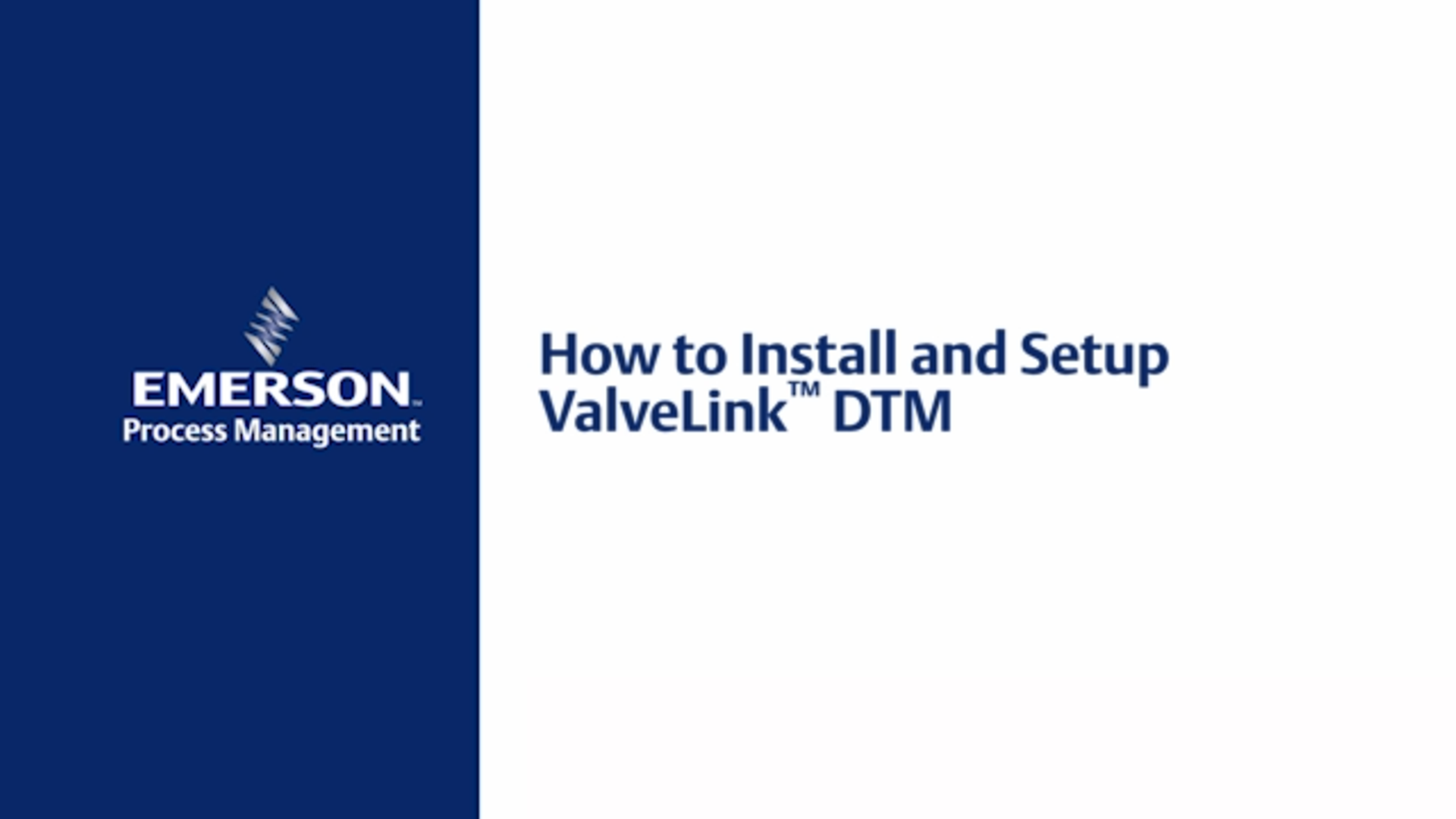 Fisher ValveLink DTM Installation and Setup