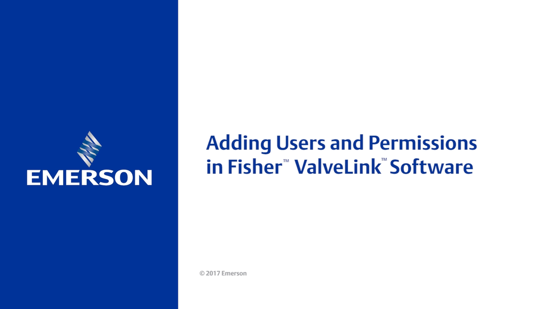 Adding Users and Permissions in Fisher ValveLink Software