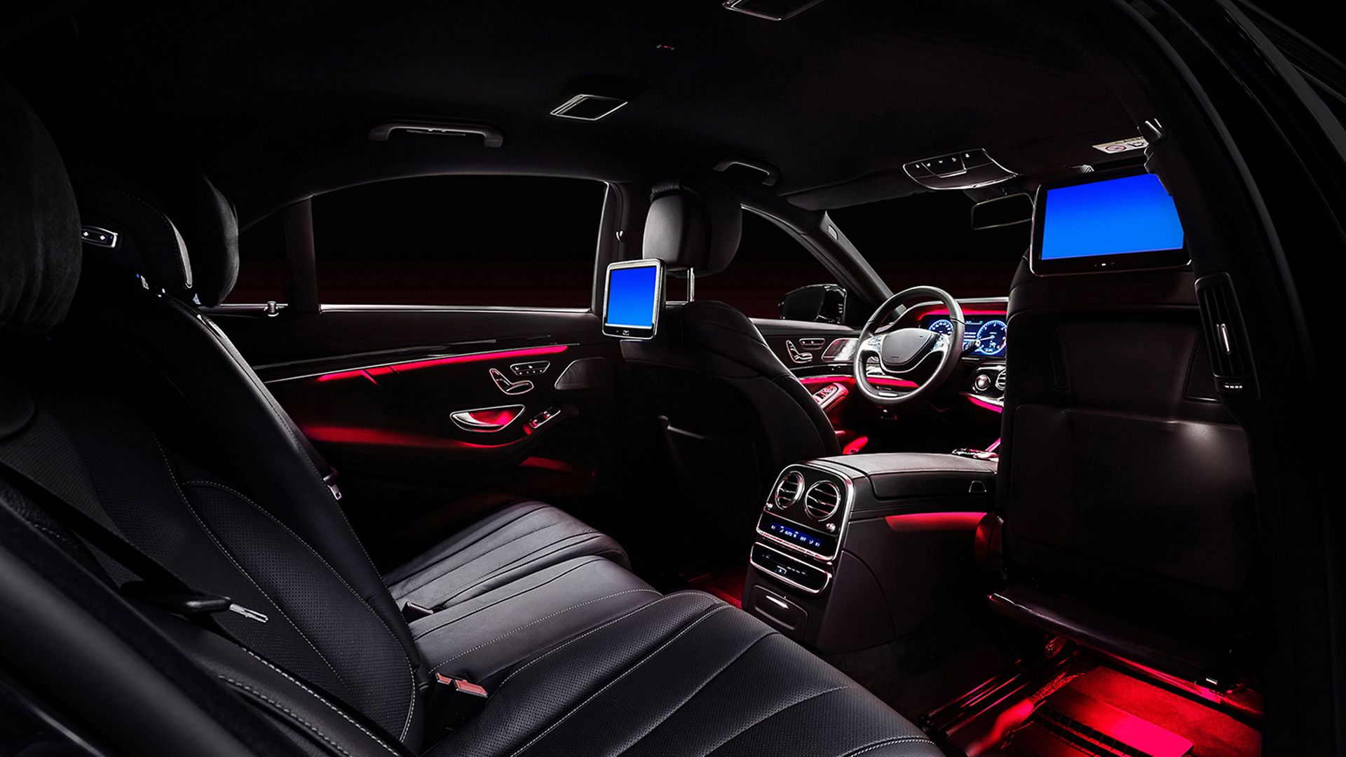 Car interior with ambient lighting
