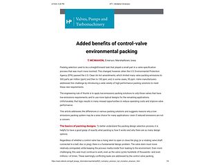 Added Benefits of Control Valve Environmental Packing
