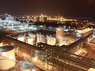 Night scene of petrochemical factory