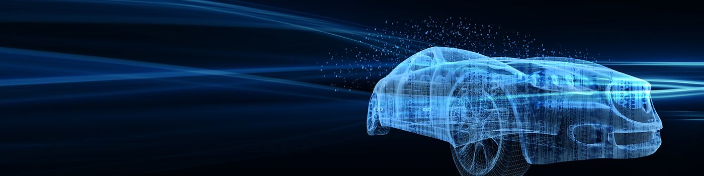 Futuristic line drawing of a car 