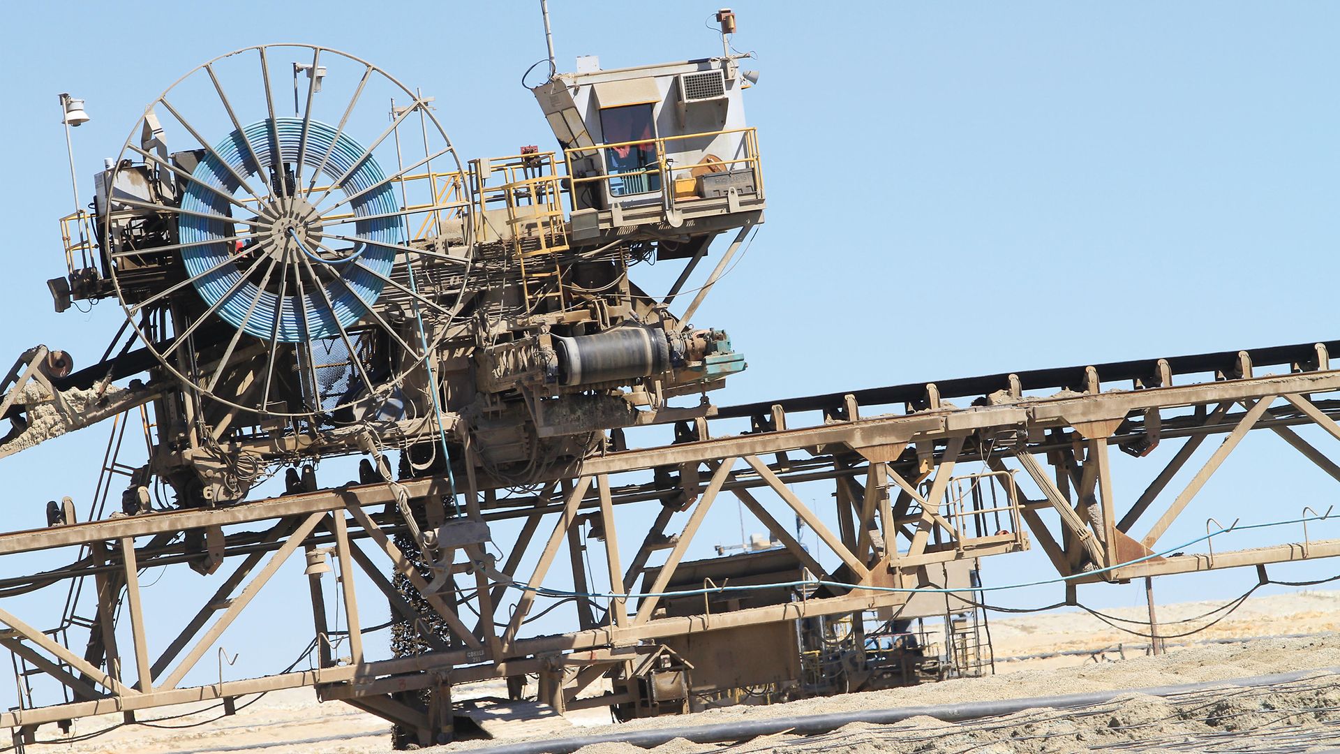 heap leach stacker leaching field copper mine chile