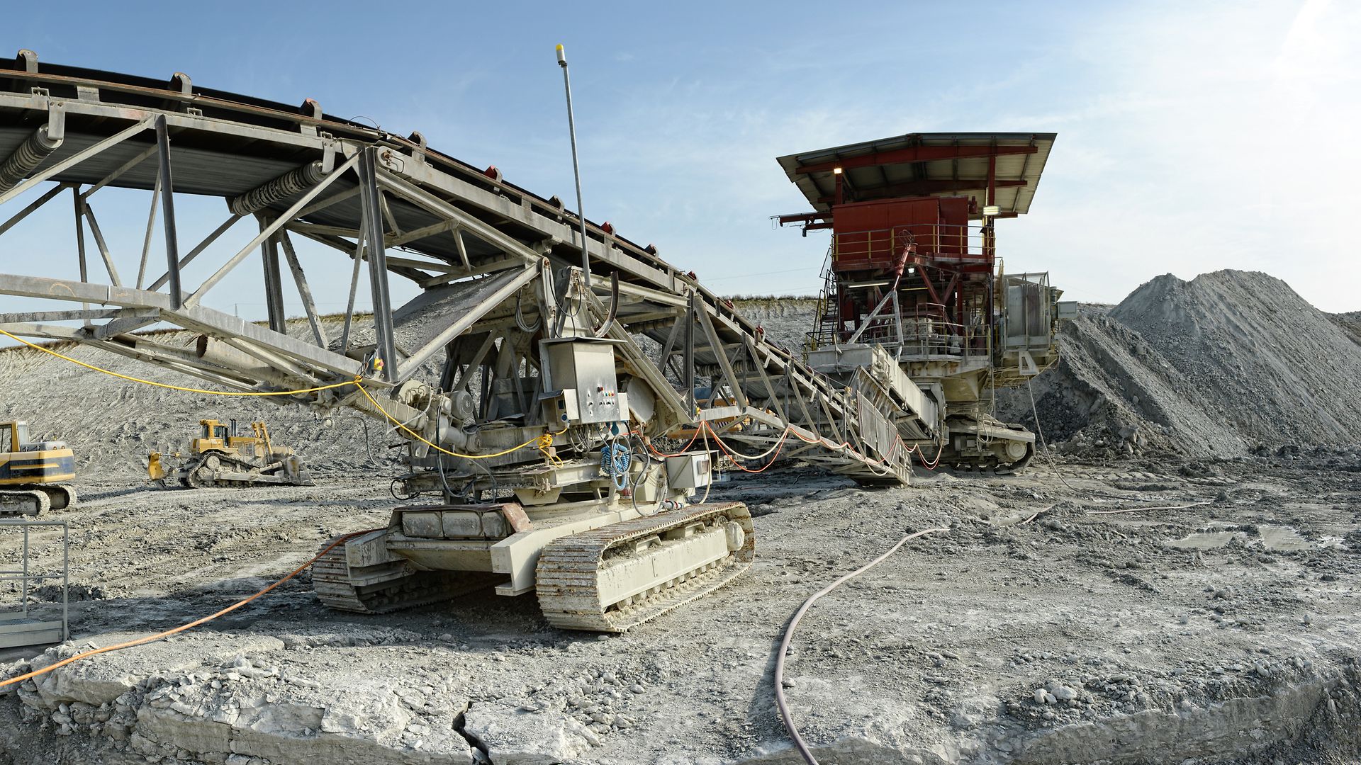 Mining stone crusher and conveyor