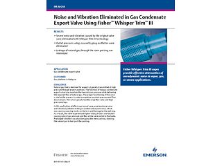 Case Study – Noise and Vibration Eliminated in Gas Condensate Export Valve Using Fisher Whisper Trim III